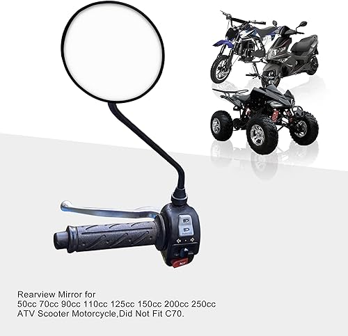 Miniatura 5 de GOOFIT - 2 espejos retrovisores universales de plástico redondo de 31100 pulgadas, color negro, para motocicleta scooter todoterreno de 1.66, 2.33,