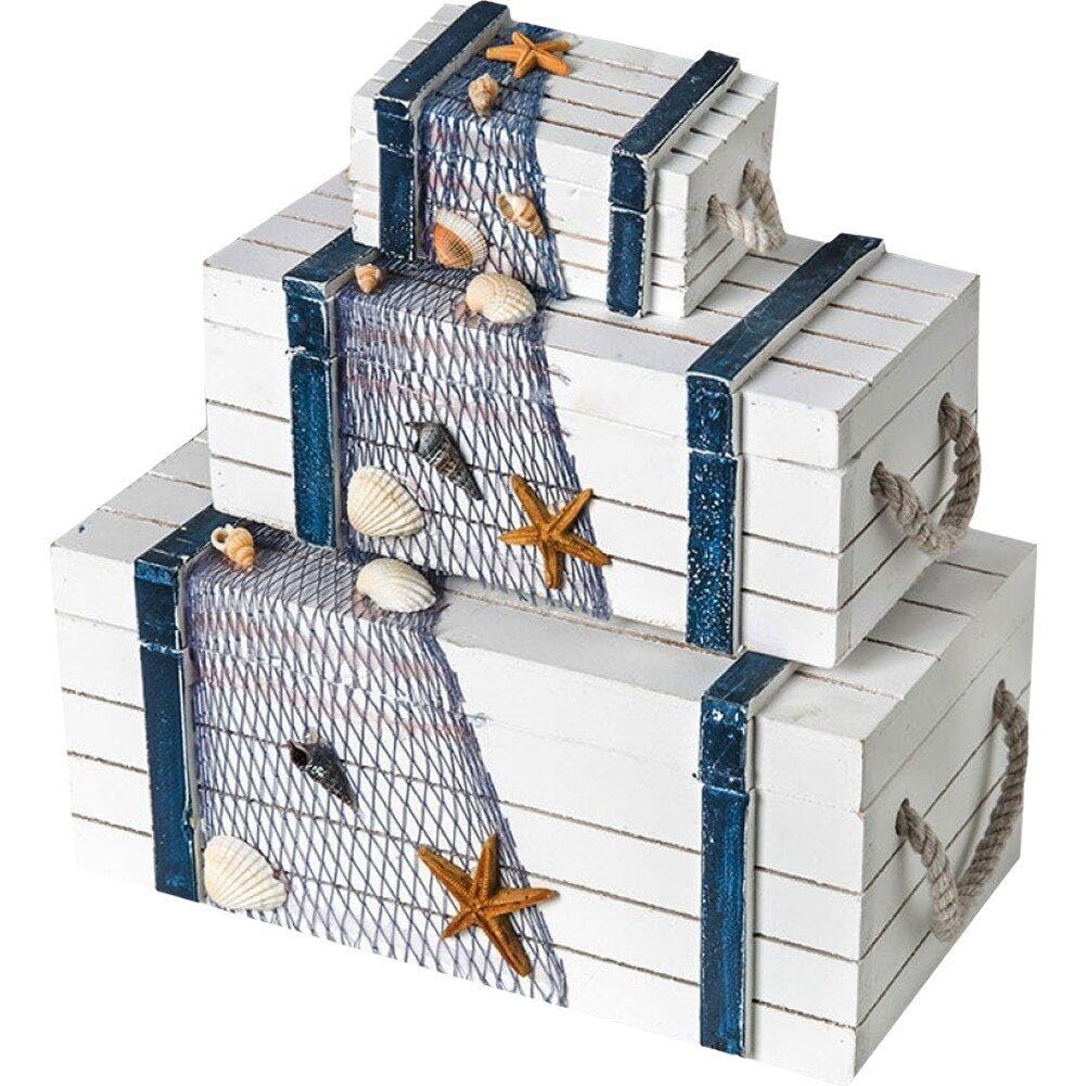 Boîte à bijoux bois et décoration de mer pour rangement maison et chambre