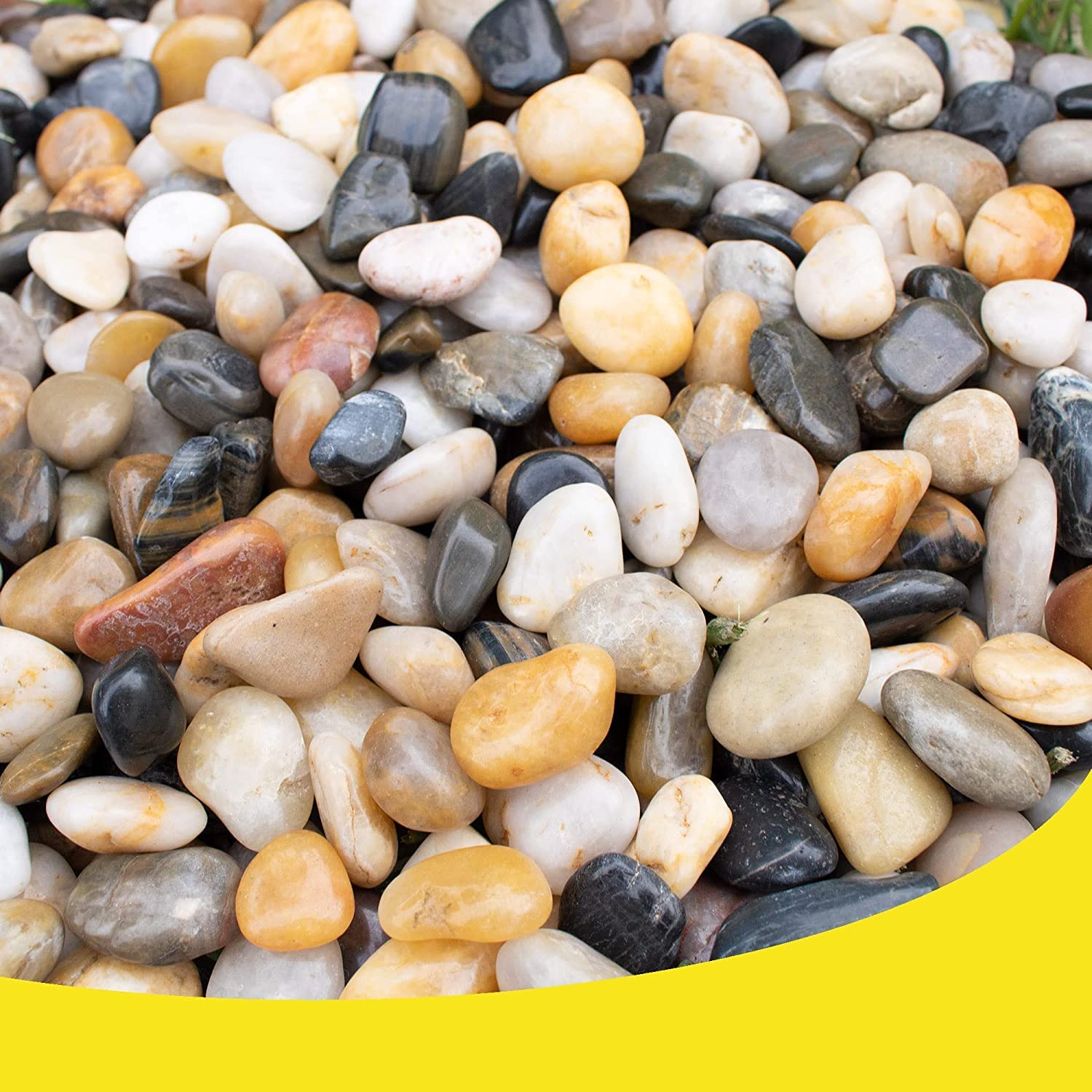 PetzLifeworld (3 Kg) Natural Mixed Polished Small Rodi River Rocks,Outdoor Landscaping Garden Pebbles Stones for Succulents, Smooth Mixed Aquarium Rocks Filler for Vase Yard Decor