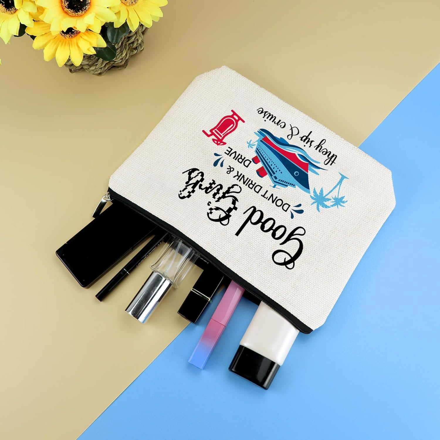 Girls Cruise Gift Cruise Trip Vacation Gift Travel Cosmetic Bag Funny Girls Weekend Gifts Makeup Toiletry Bag Cruise Beach Lovers Summer Gift for Bestie Sister Friends Birthday Graduation Gift - Image 4