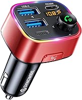 Vista 1 de SYNCWIRE Adaptador de Audio Inalámbrico Bluetooth 5.4 para Coche, Transmisor FM, 48W (PD 36W & 12W) [Interruptor de Luz] [Grave Profundo Hi-Fi]