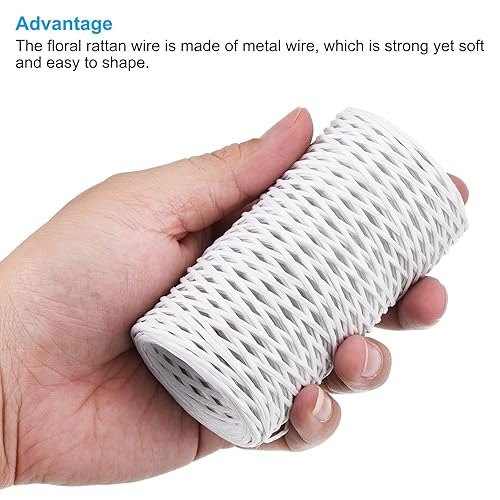 Miniatura 4 de PATIKIL Cordel de alambre floral de 164 pies, alambre para floristería de 0.039 pulgadas, alambre de hierro cubierto de papel de vid para ramos de