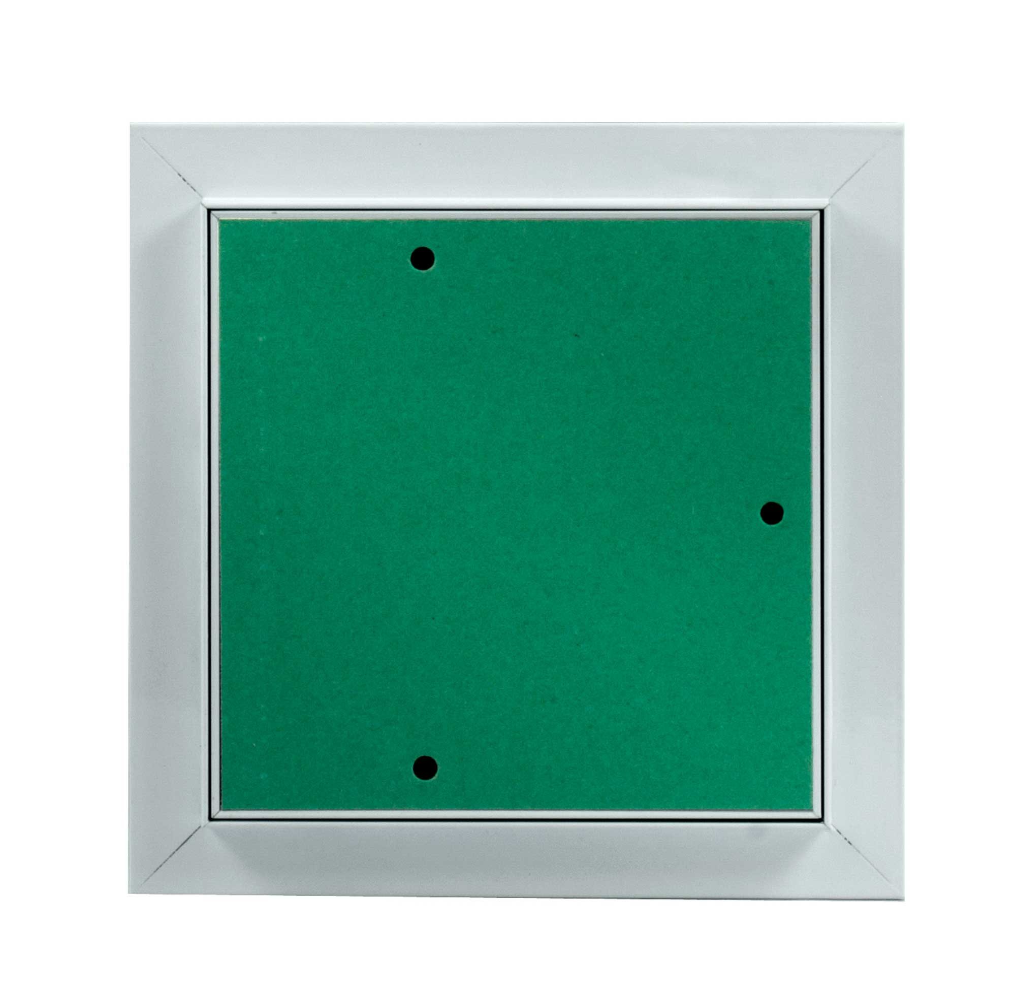 Revisionsklappe 100 x 100 mm mit 12,5mm GK-Einlage imprägniert für Feuchtraum geeignet Aluminium-Rahmen weiß pulverbeschichtet 10 x 10 cm