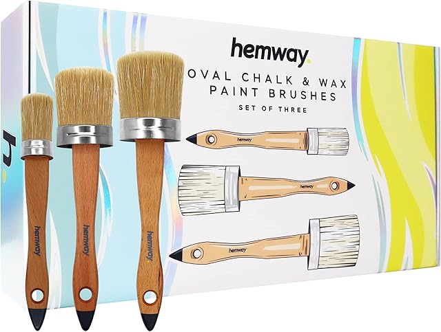 Hemway Premium Oval Chalk & Wax Paint Brushes for Smooth Easy Furniture Painting, Detailing, Upcycling, Shabby Chic, Home Décor, Chalk Based Paints, Waxing Interior, Exterior, Wood (Set of 3)