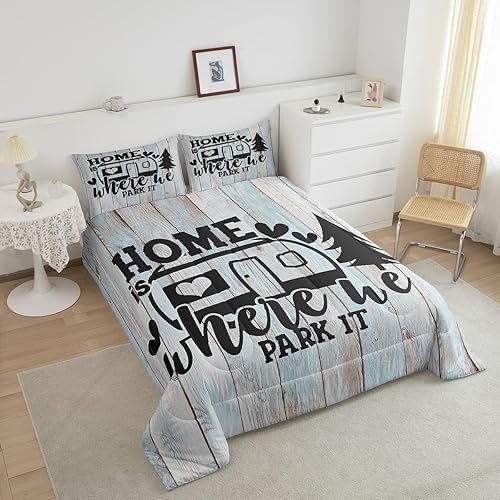 Miniatura 5 de Juego de edredón rústico de granja, tamaño Queen, divertido juego de ropa de cama con 2 fundas de almohada, regalo de caravana, transpirable,