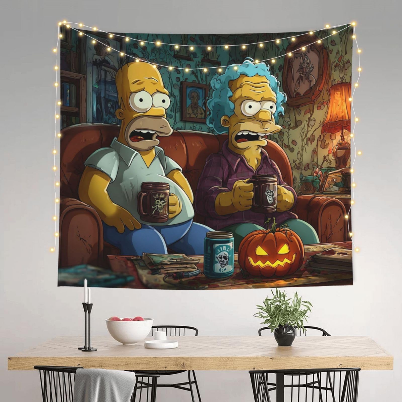 HJKJKKJ Tapestry 152 X 130 CM Aesthetic Wall Tapestrys for Bedroom Simpsons Tapestries Hanging Wall Art Blanket Home Decor Tapestry for Living Room Dorm Office
