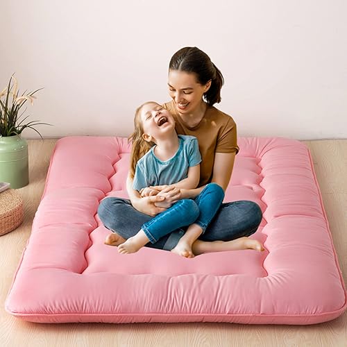 Miniatura 4 de BOOMLATU Colchón de futón japonés flamenco para dormir, cama japonesa plegable, colchón enrollable, tapete de tatami, almohadilla portátil de