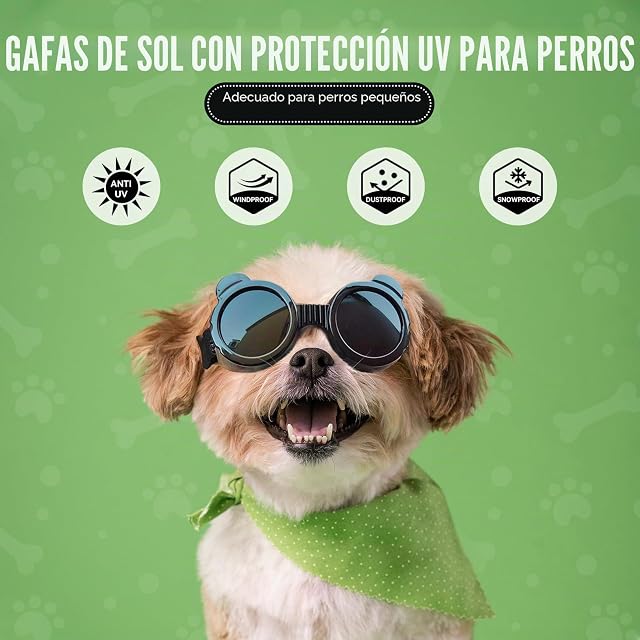 Foto 3 de 8 de Enjoying Gafas para perro raza pequeña, protección UV, gafas de sol para chihuahua y razas muy pequeñas