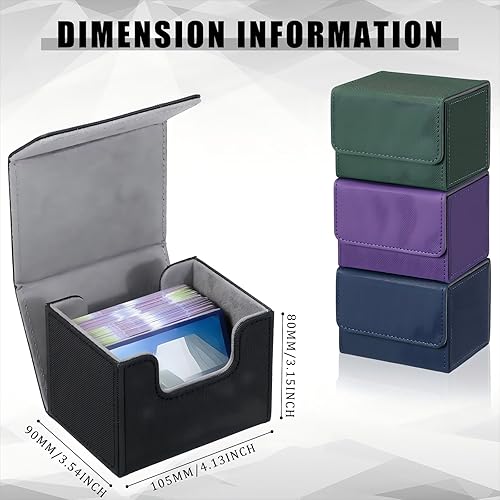 Miniatura 2 de Yookeer 4 cajas de cuero para cartas, caja de juego para cartas coleccionable, compatible con mazos MTG Commander (negro, azul, verde, morado,