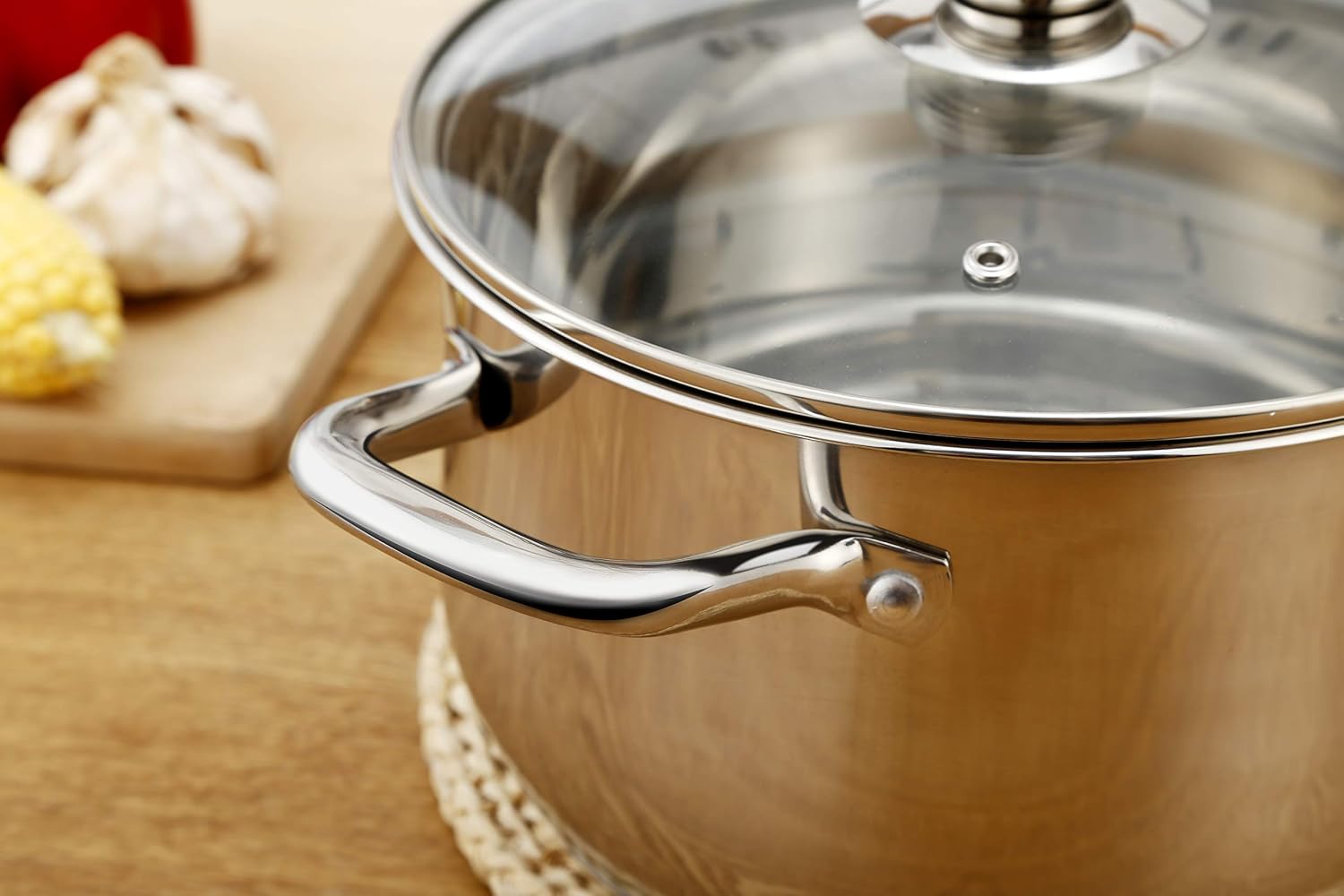 Stock Pot with Lids,DERUI CREATION 5 Quart Food Grade SUS 304 Stainless Steel Stockpots for Cooking Dishwasher Safe Soup Pots(20CM)