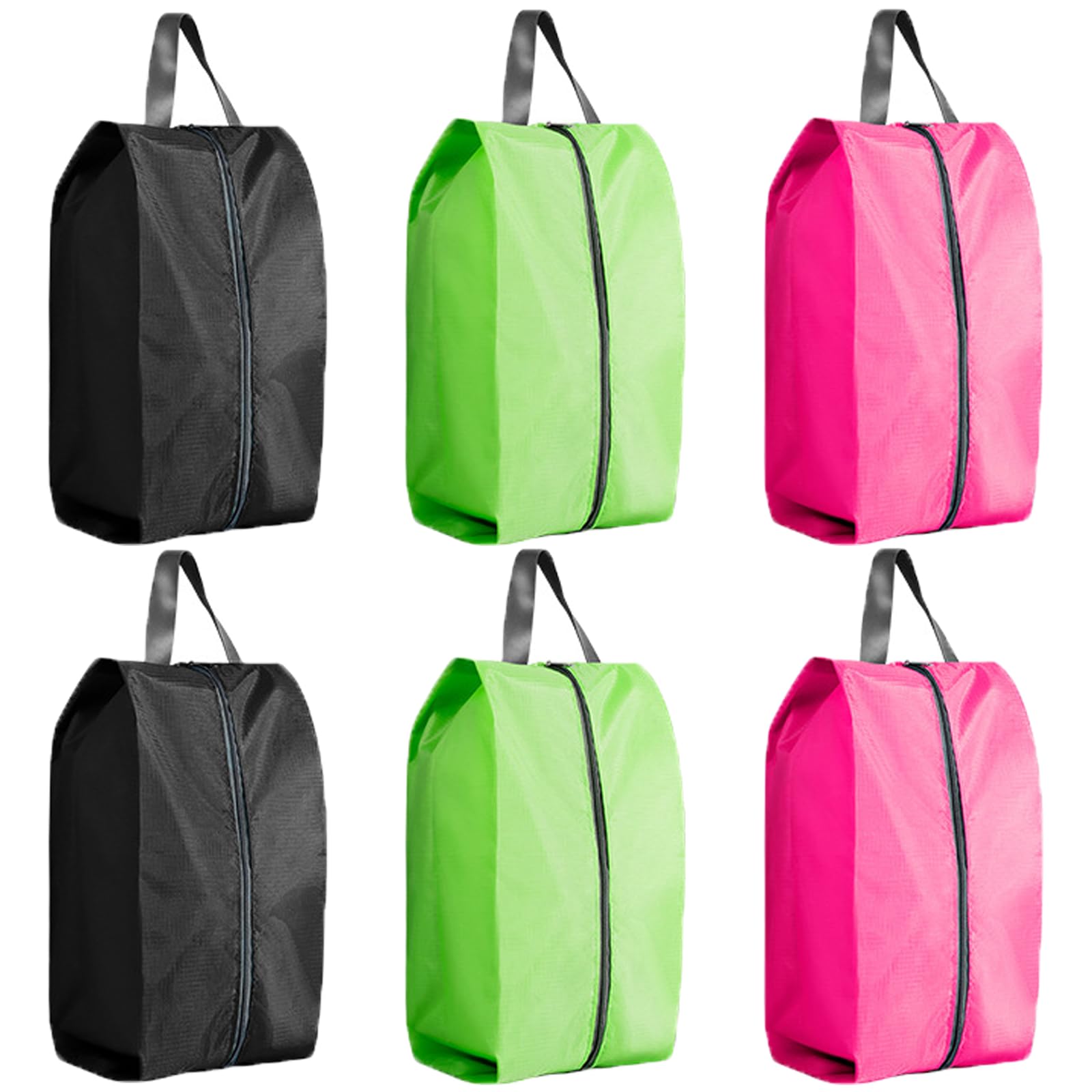KAHOUI 6 Sacchetti Porta Scarpe Da Viaggio - Impermeabili E Antipolvere, Con Cerniera E Manico, 3 Grandi (40.5x19cm) E 3 Extra Large (42x24cm), Nero