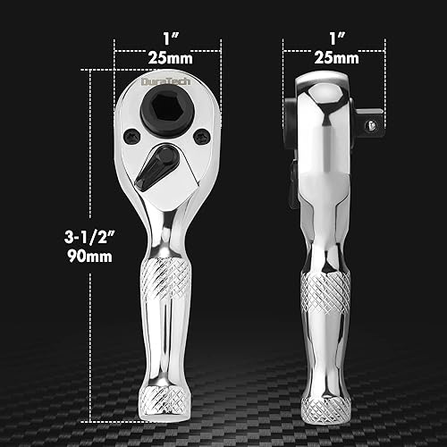 Miniatura 5 de DURATECH Juego de llave de trinquete rechoncha de 1/4 pulgadas y organizador de llaves magnéticas, 1/4 de pulgada SAE y soportes métricos para caja