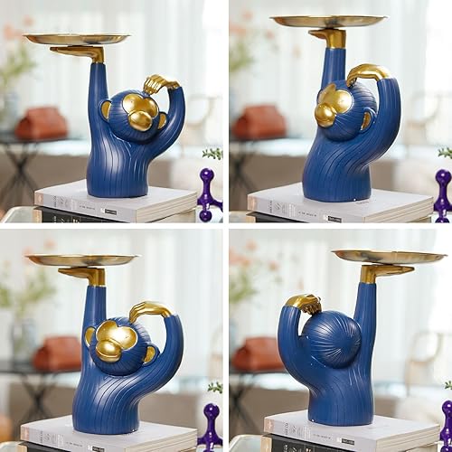 Miniatura 2 de Tarro de galletas con forma de caramelo, escultura de mono, decoración moderna, estatua de poliresina, 9.8 pulgadas