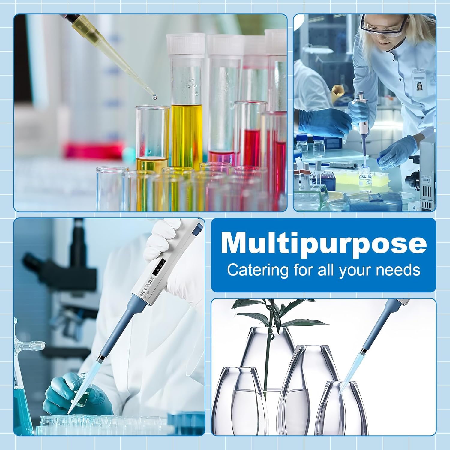 Micropipette, 20-200ul Adjustable Single Channel Pipette, Manual Variable Volume Pipettor for Laboratory Scientific