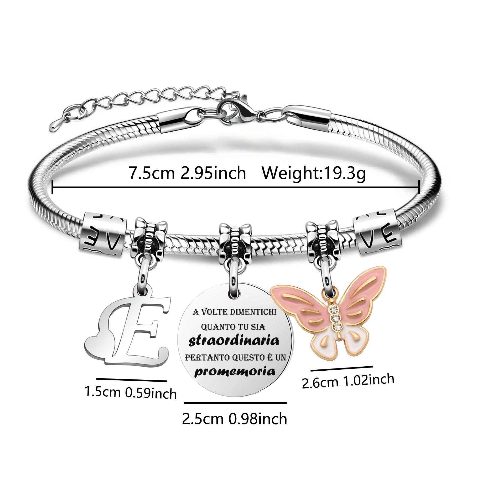 SAMORION A Volte Dimenticati quanto tu sia straordinaria pertanto questo è un promemoria-Moda Rosa Farfalla Ciondolo Lettere Iniziali Braccialetti Regalo Ispiratore Per le Donne Ragazze Nipote