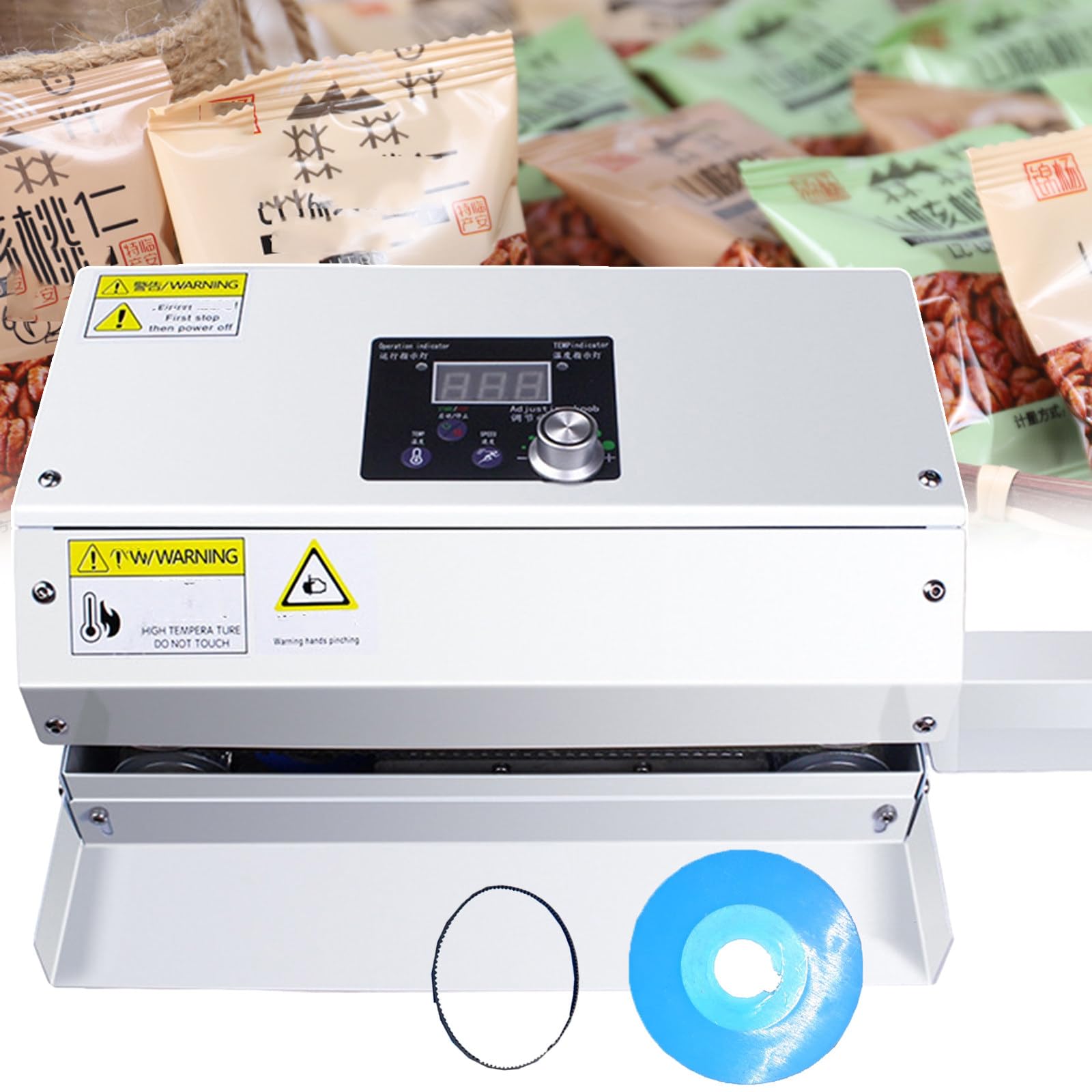 IUokLU Food Continuous Band Sealing Machine, Commercial Impulse Heat Sealers For Bags Films, Temp Adjustment