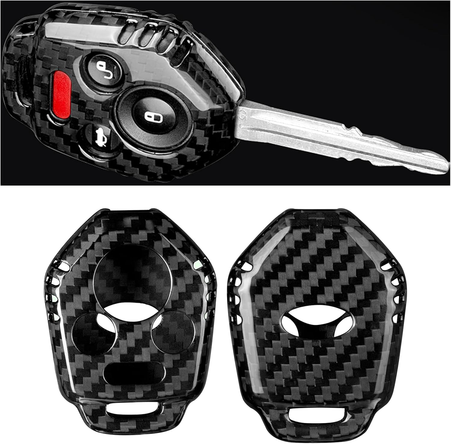 ITrims Car Accessories for Subaru WRX/STi 2014-2021 Car Key Cover Fob Shell Key Protector Case Real Carbon Fiber 2PCS (Black)