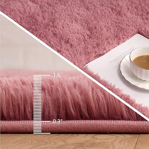 Miniatura 261 de Kelarea Alfombra de área para sala de estar, 3 x 5, antideslizante, color azul turquesa, esponjosa, suave, alfombra de felpa peluda para dormitorio
