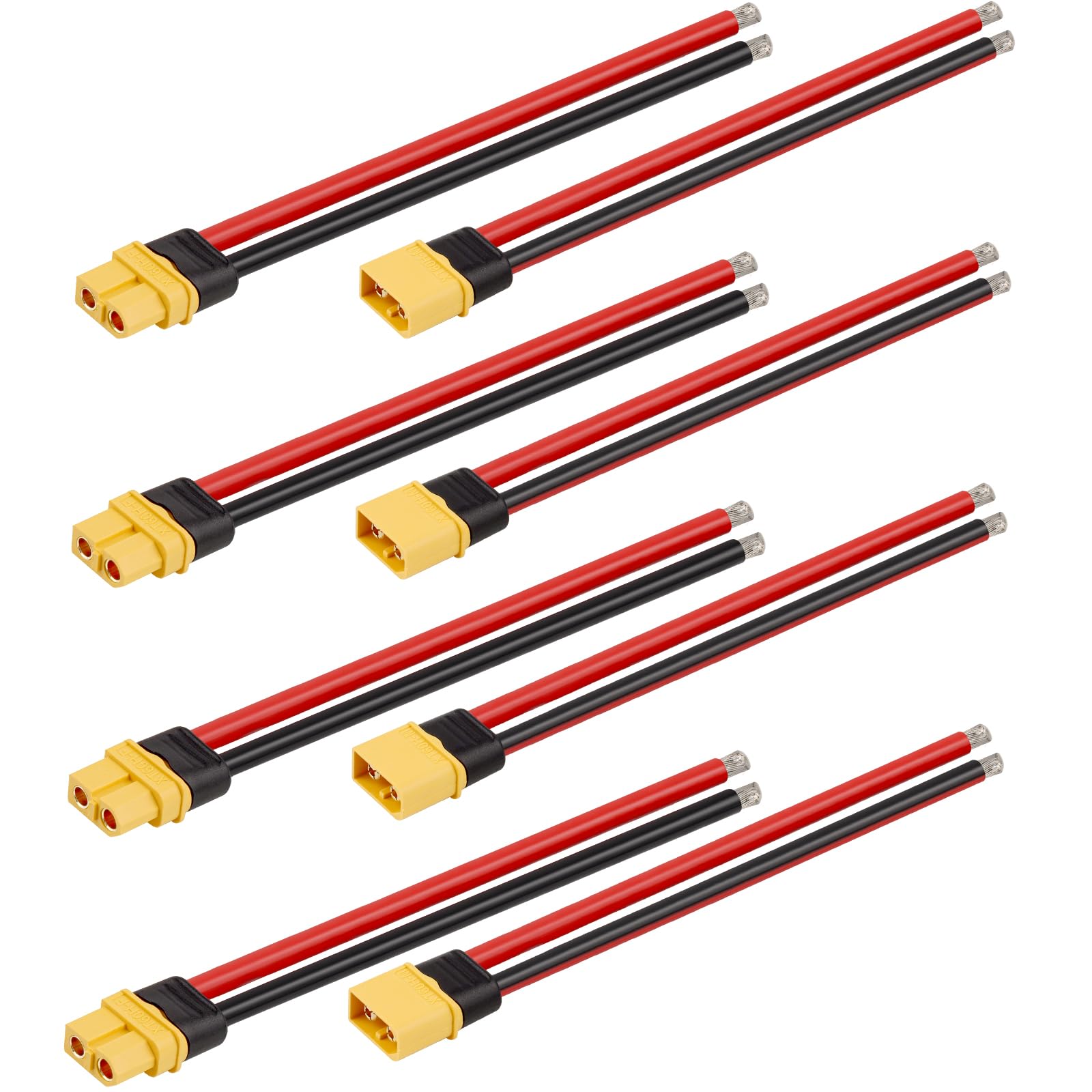 MOOKEERF 4 Pairs XT60 Plug Female and Male Connector with 150mm 10AWG Wire for RC Lipo Battery FPV Racing Drone