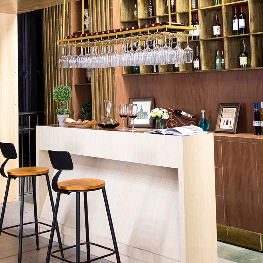 Estante de vino rústico de altura ajustable con soporte para copas para colgar botellas de vidrio retro para montaje en pared, soporte para botellas de vino montado en la pared.