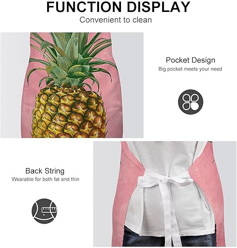 Miniatura 6 de MUSM Apron for Adults - 27.6 X 31.5 Inch, Heavy-Duty Polyester Aprons with Two Large Pockets, Waterproof Peach Pineapple Pattern Kitchen Apron for