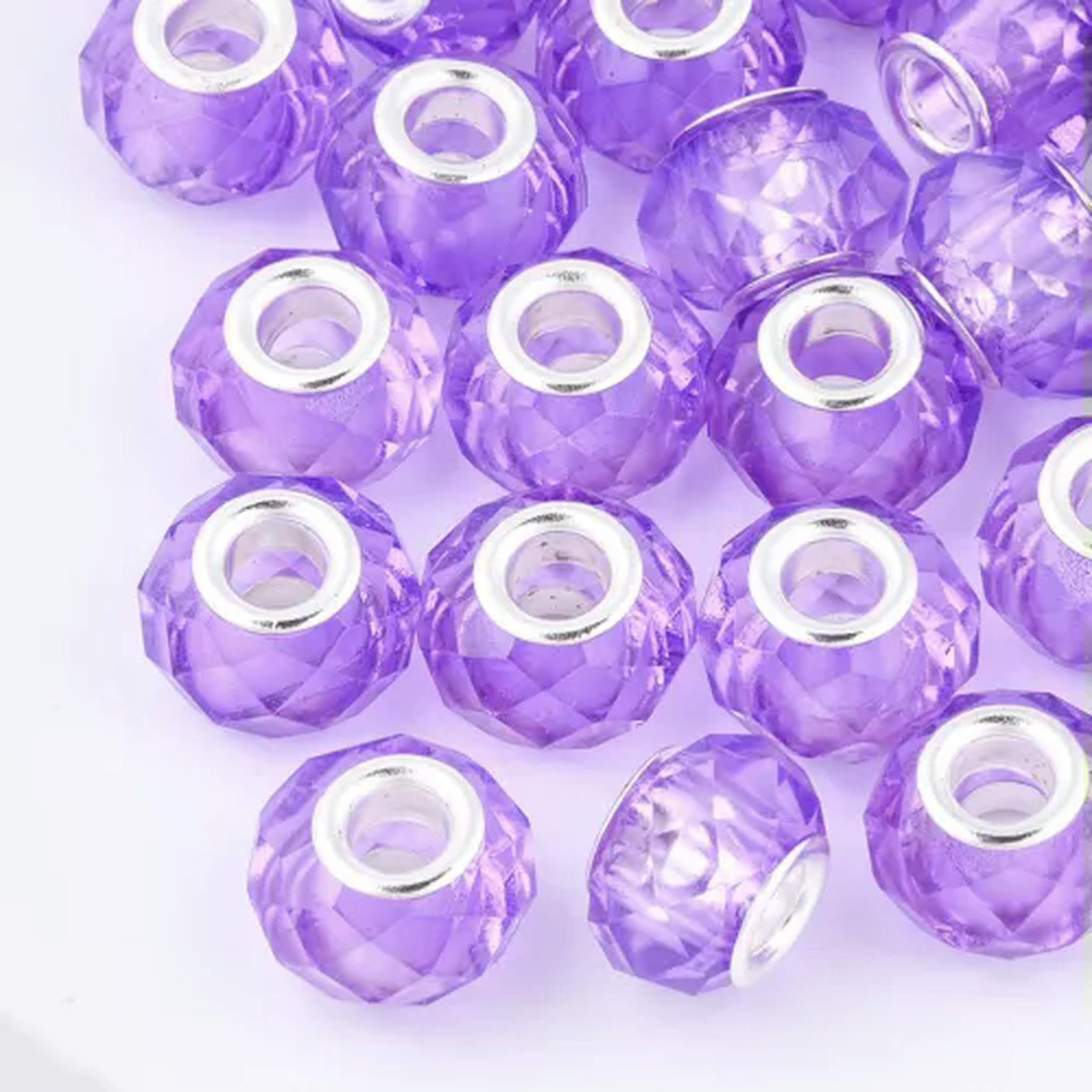 Koraliki z dużym otworem, Opakowanie 100 mosiężnych koralików z otworem 14x8 mm, wielokolorowe(MediumOrchid)