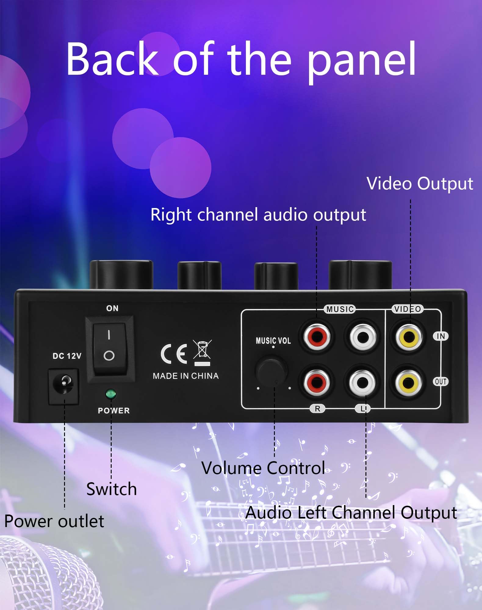 CERRXIAN Mixer audio per karaoke, doppio ingresso microfono con controllo dell'eco, compatibile con TV, computer, smartphone e tablet, per karaoke a casa
