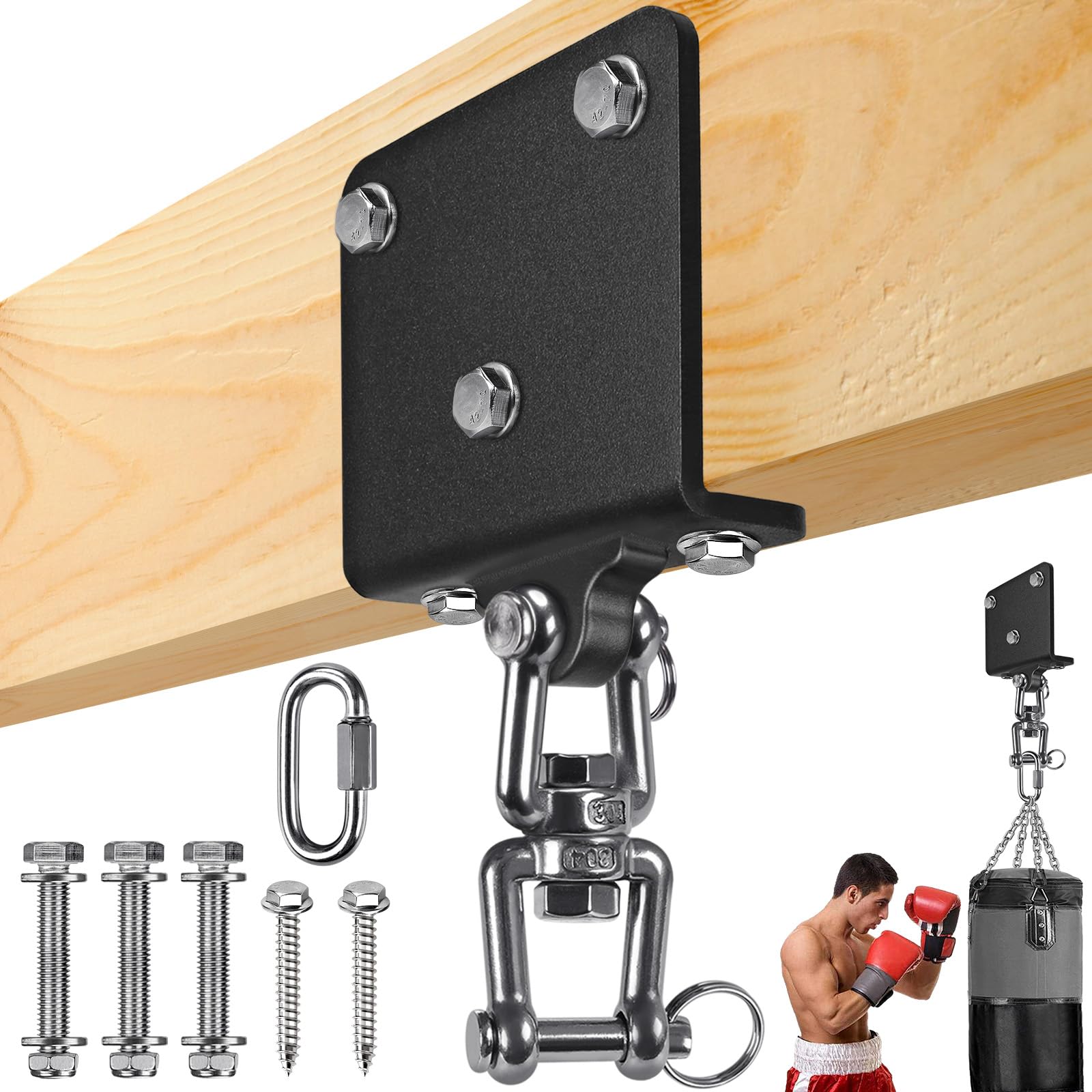 SELEWARE Punching Bag Hanger Heavy Bag Beam Mount Hardware 360° Swivel Boxing Bag Hanger I-Beam Heavy Bag Hanger Beam Mount Hooks for Heavy Punching Bag Sandbag 1000 LB Capacity