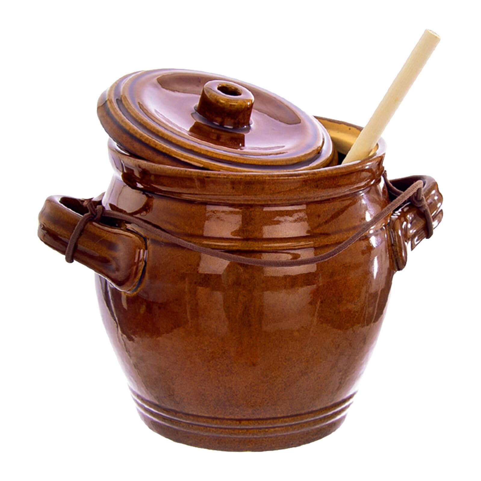 DOITOOL Barattolo Sigillato in Ceramica da 1,3l per Sottaceti Chiusura Ermetica, Vaso la Conservazione Domestica Alimentare in Ceramica e Legno, Contenitore Auto-sigillante per Cucina
