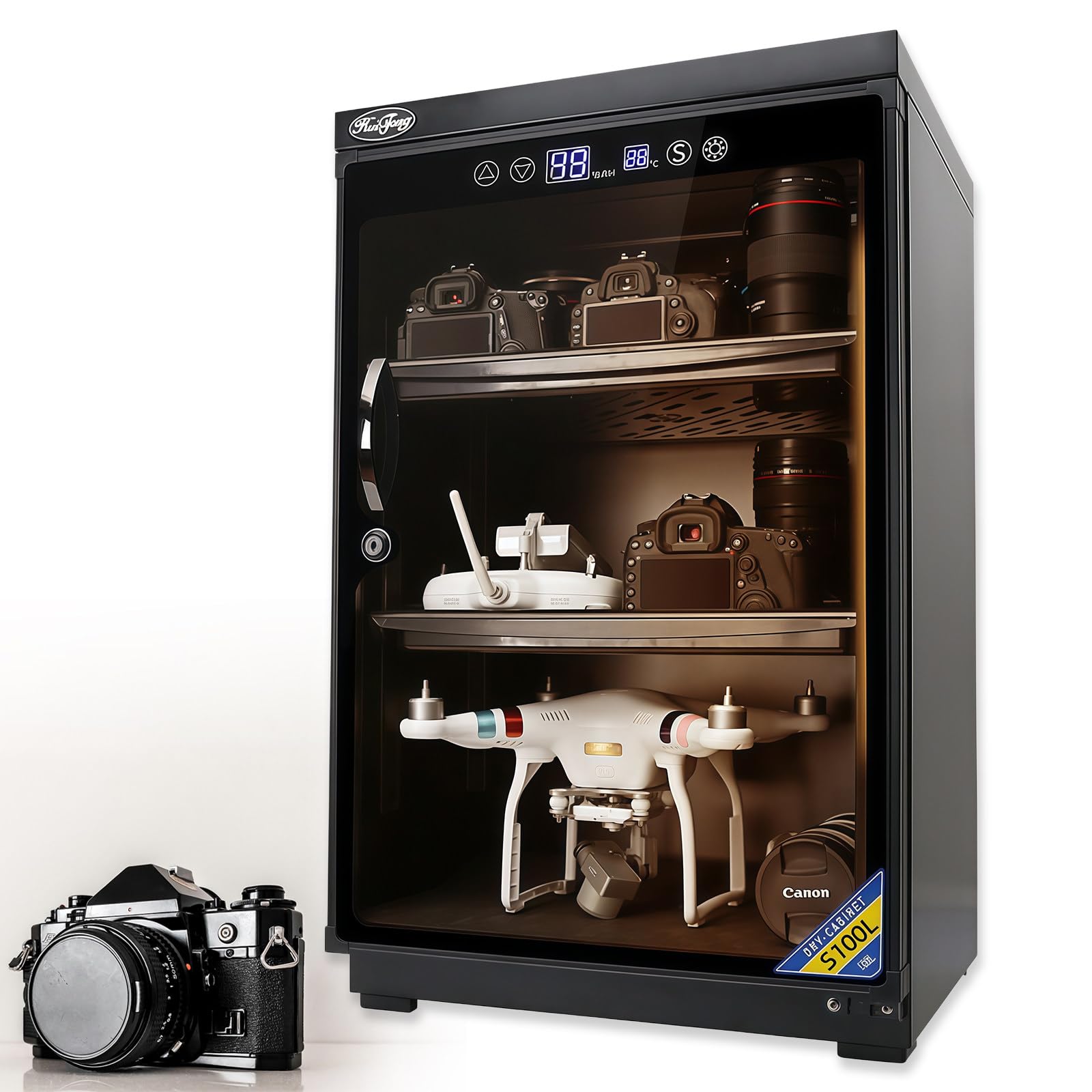 Armoire Sèche Photo, Étagères Réglables, Affichage LED T°‑H%