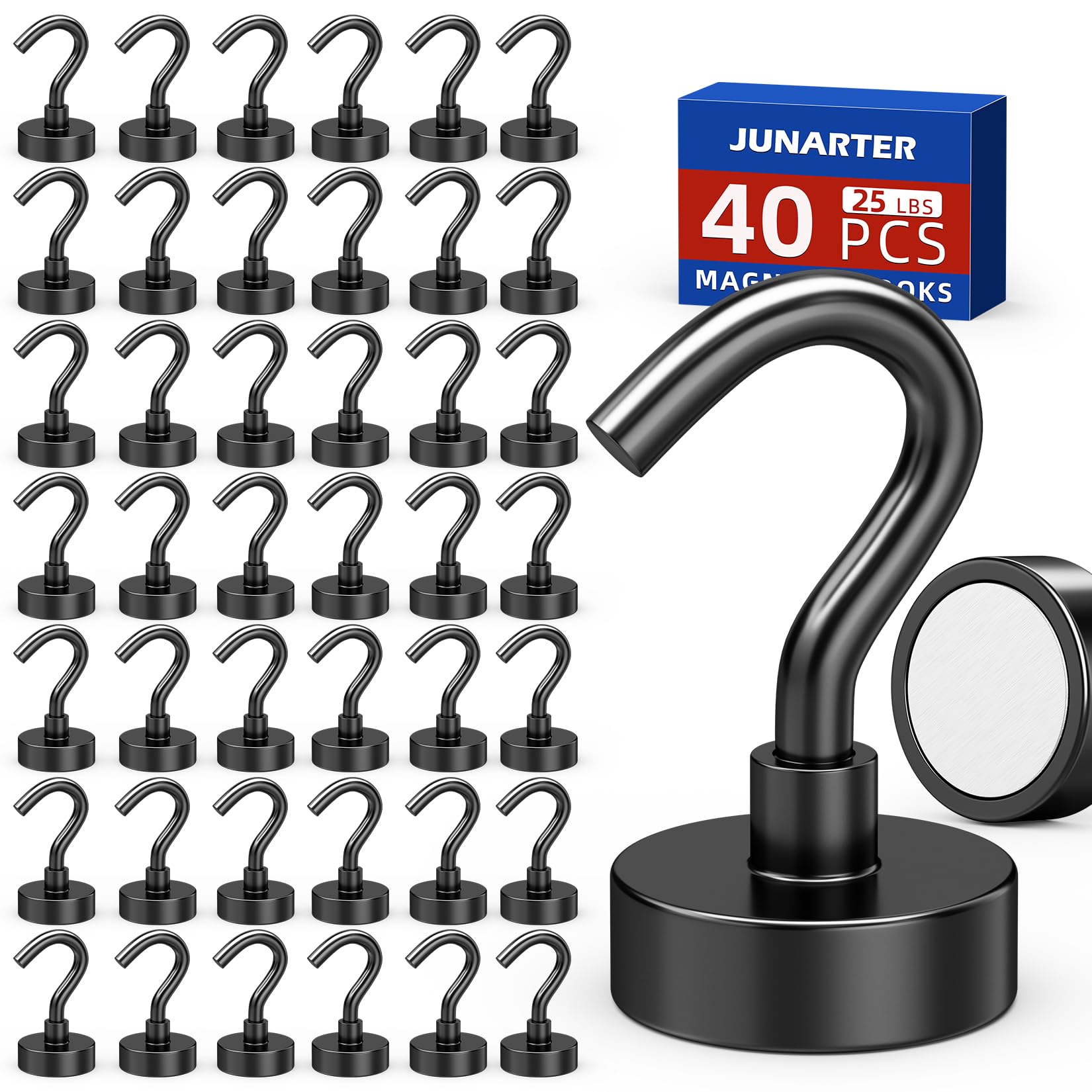 Black Magnetic Hooks, 40 Pack Magnetic Hooks for Cruise Cabins