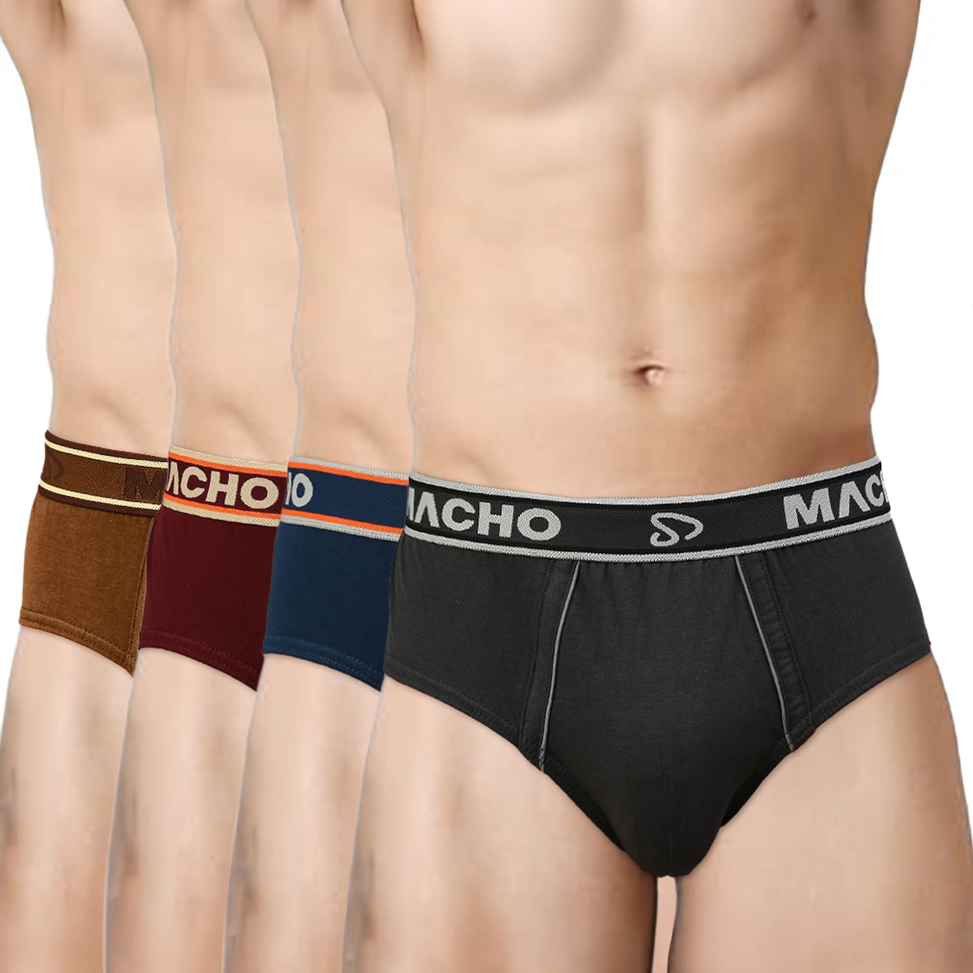 sporto Macho Spoto Men's Solid Pure Cotton Brief Pack of 4 (Assorted Colour May Vary)-picture-29