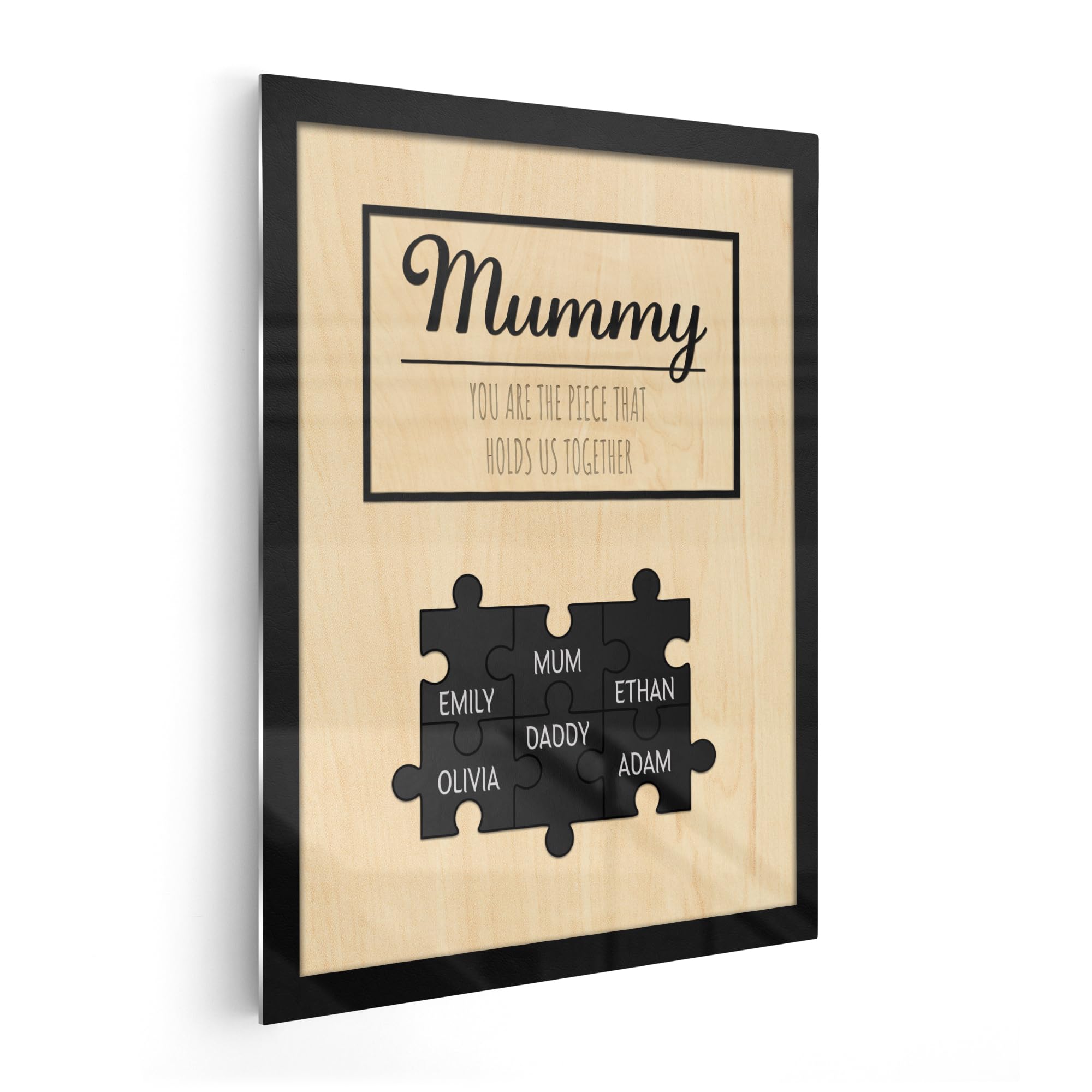 Print Maniacs Personalised Aluminium Puzzle Sign: Mum You Are The Piece That Holds Us Together, Custom Wood Name Puzzle Plaque Gift for Mum, Mothers Day Gifts, 10 x 10 cm, 1 Piece
