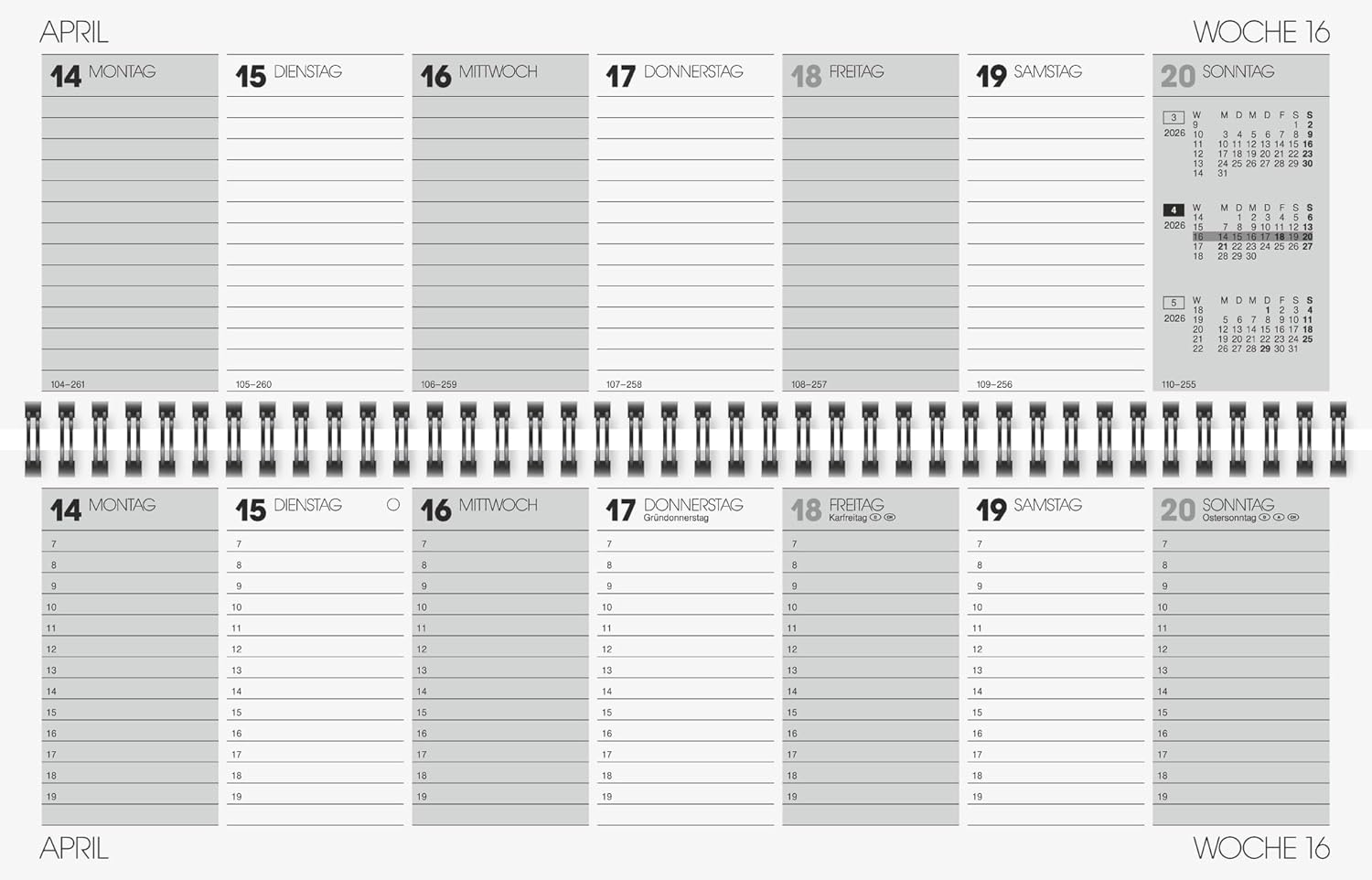 BRUNNEN Landscape Appointment Book Model 774 2026 | 326 x 102 mm, Cardboard, Blue