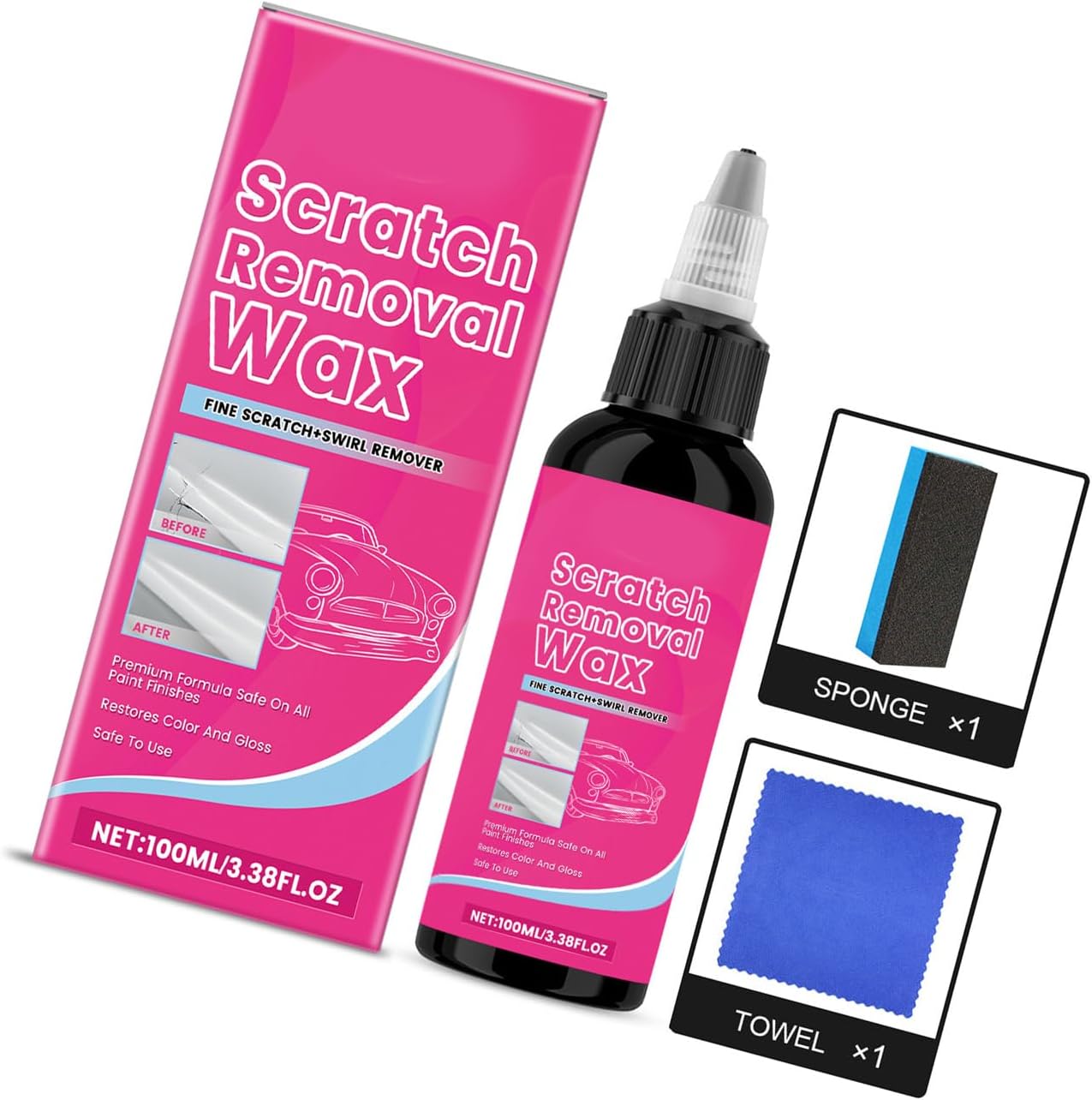 Upgraded Car Scratch Remover Set with Polishing Wax