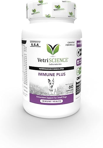 Miniatura 1 de VetriScience Immune Plus - Apoyo inmunitario para perros pequeños, 60 cápsulas, suplemento de apoyo inmunológico y alérgico para perros de menos de