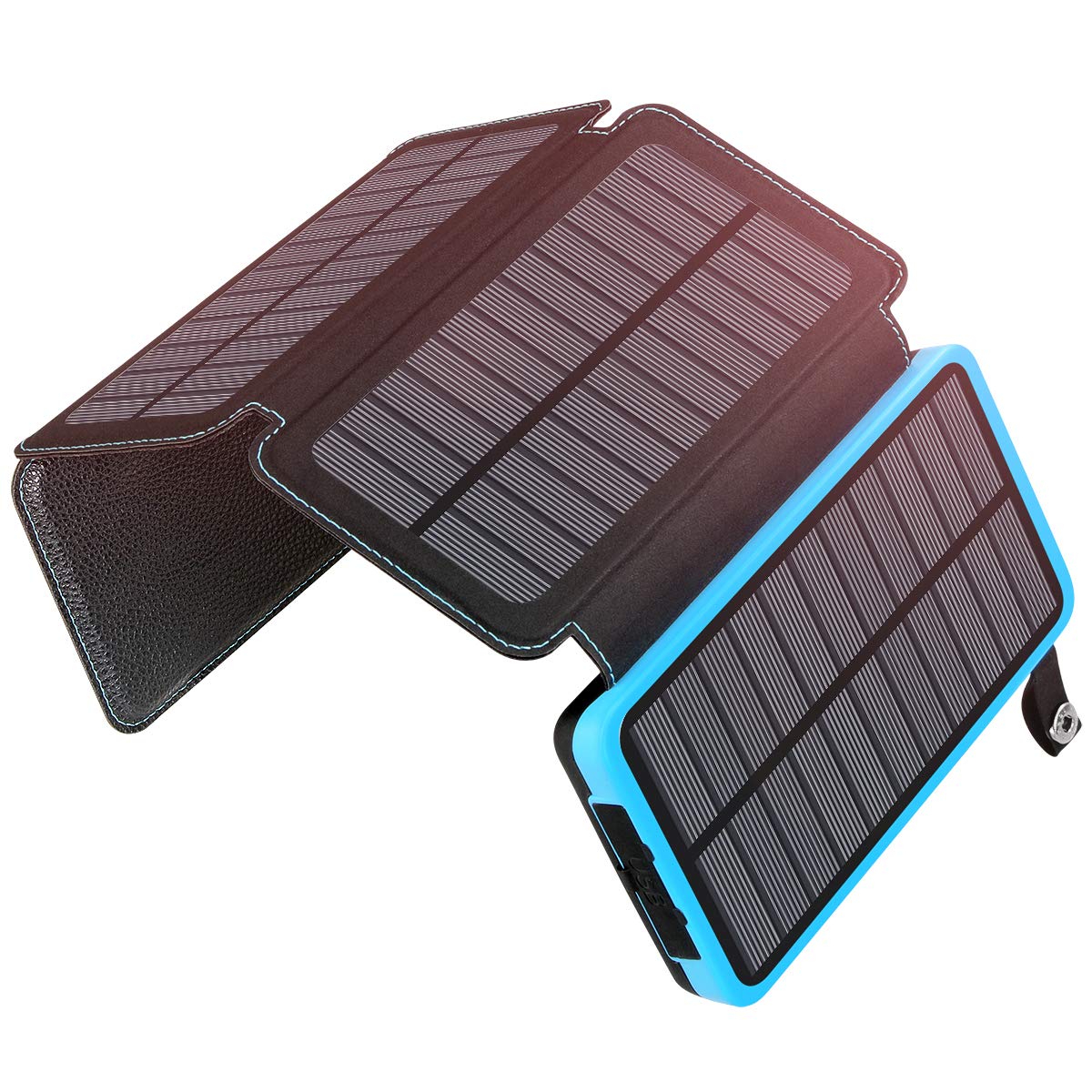 A ADDTOP Solar Powerbank 25000mAh wasserdichte Solar Ladegerät mit 4 Solarpanel Tragbare Externer Akku mit Dual Input Ladeport für Smartphones, Tablets und mehr