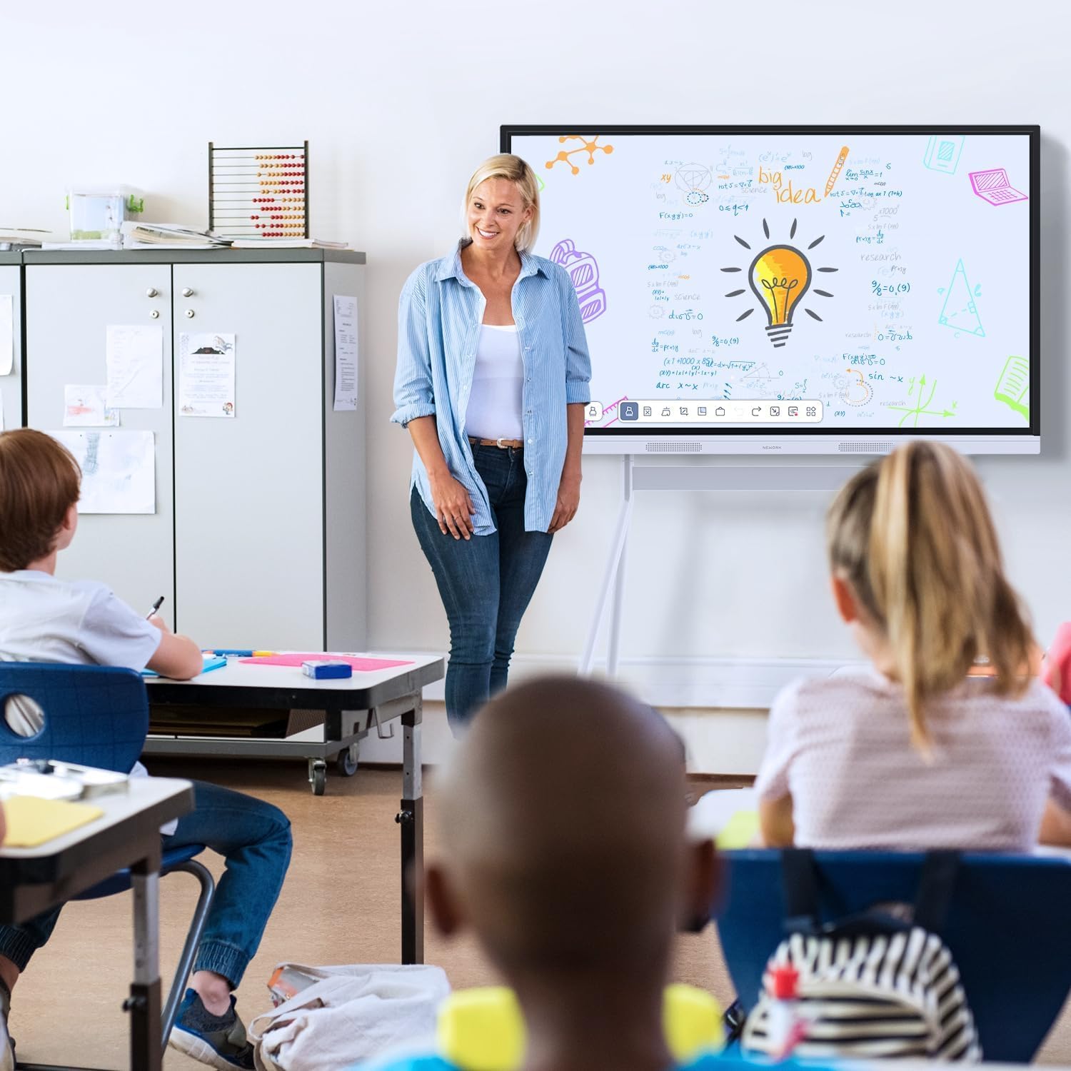Interaktives Whiteboard 75 Zoll Smartboard ,4K UHD Touchscreen Android 14,Google EDLA Zertifiziert Digitale Whiteboard, für Büro Schule, Wandhalterung