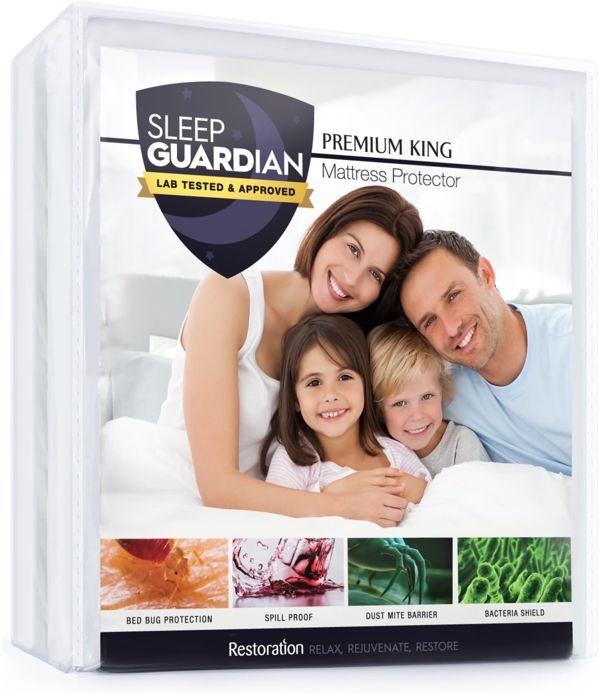 Sleep Guardian King Mattress Protector - Lab Tested Premium Waterproof, Hypoallergenic Mattress Cover