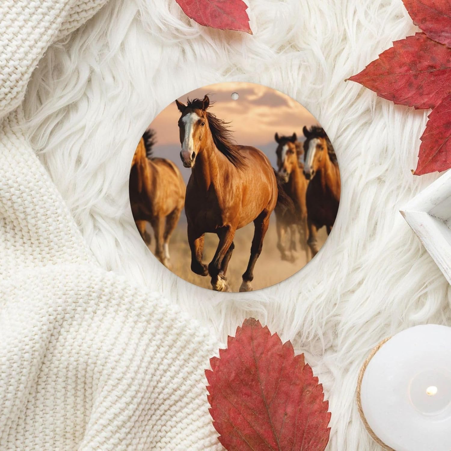 Car Air Freshener 24 PCS Horses Hanging Car Air Fresheners Auto Interior Decor Card Freshener Strong Scented Card Lavender Cars Scents for Office Bedroom Close Drawer Round Shape