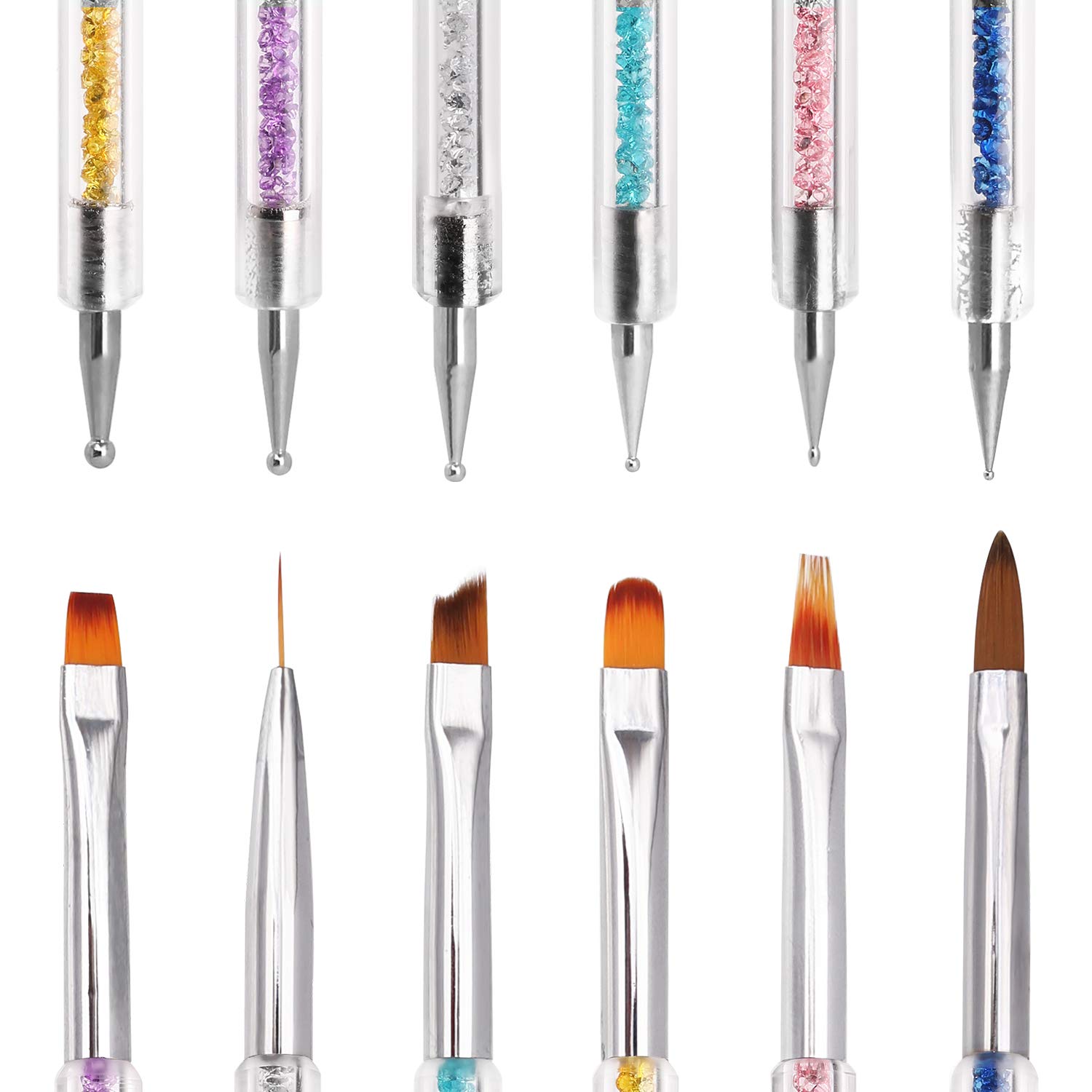 iminoo 6PCS Nail Art Brushes,Double Ended Nail Liner Brush Dotting Pen Nail Art Point Drill Drawing Tools,Double Ended Nail Art Brushe for DIY Nail Art Designs (Style B)