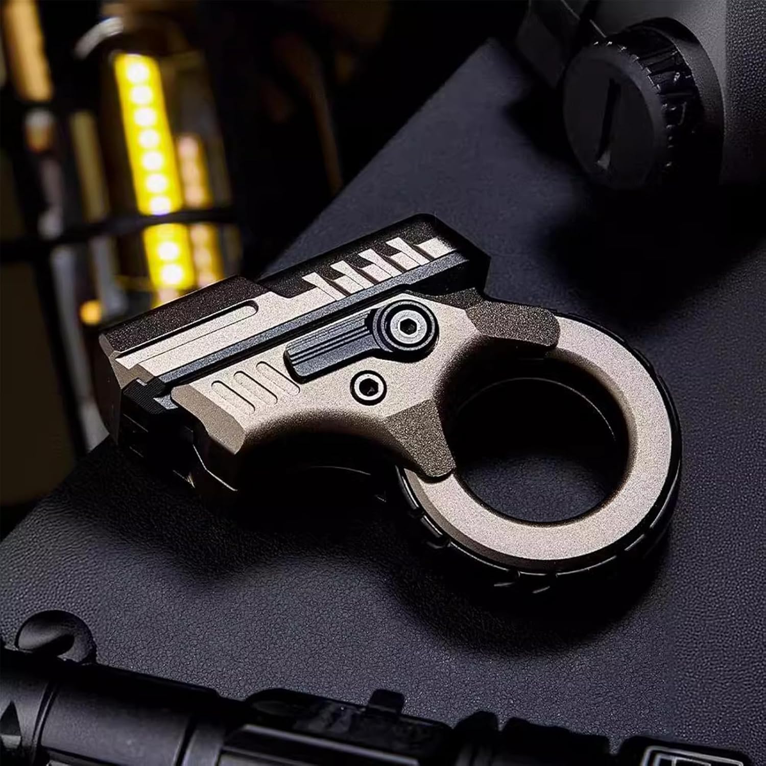 Fidget Gun, Adult Fidget Toy, Stainless Steel Suffering from Anxiety Stress Relief Cool Easter Fidget Gun Toy (Sand Gold)
