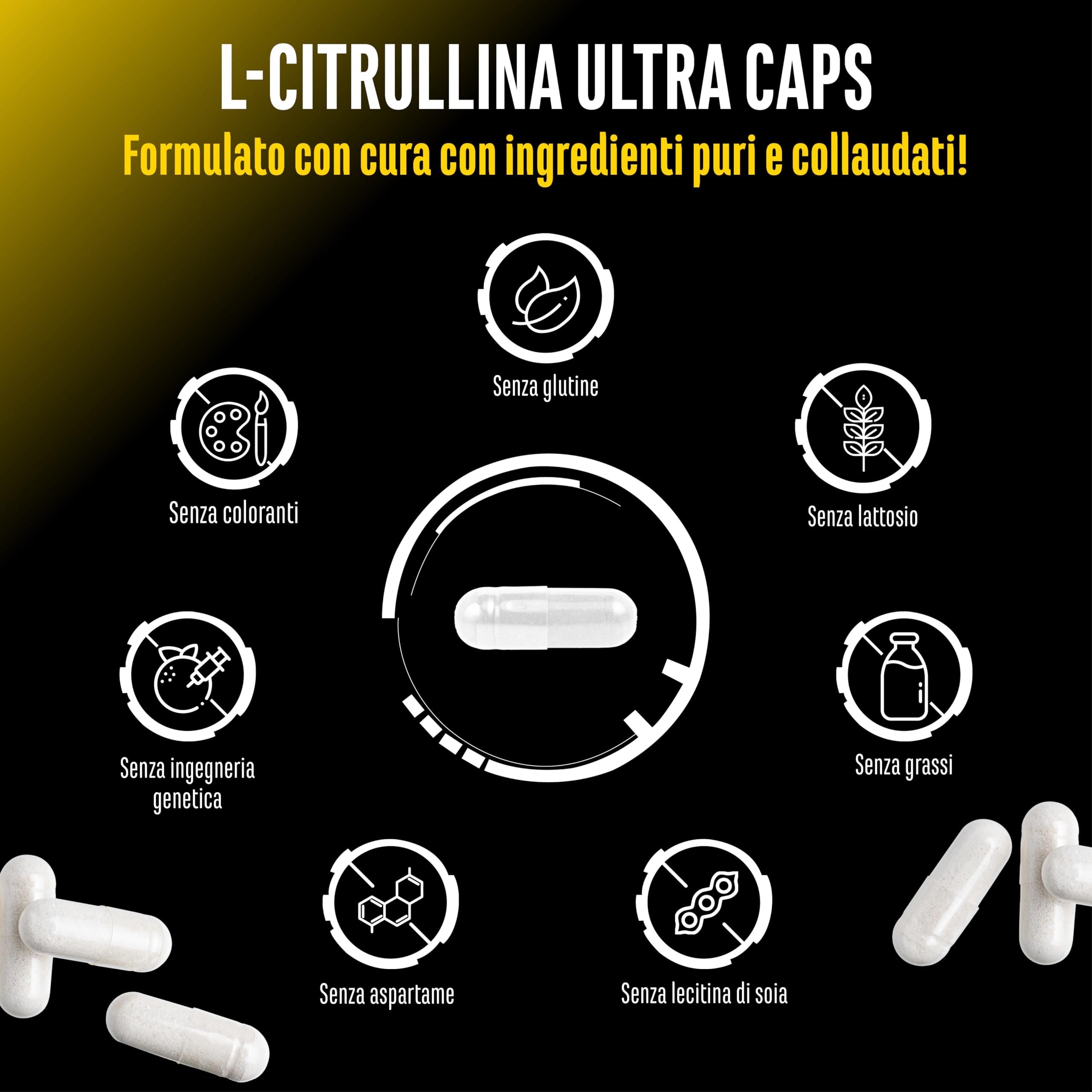 L-Citrullina Ultra Caps - 365 capsule - Alto dosaggio con 1100 mg per Capsula - L-Citrullina DL-malato 2:1 da fermentazione vegetale - Aminoacido premium