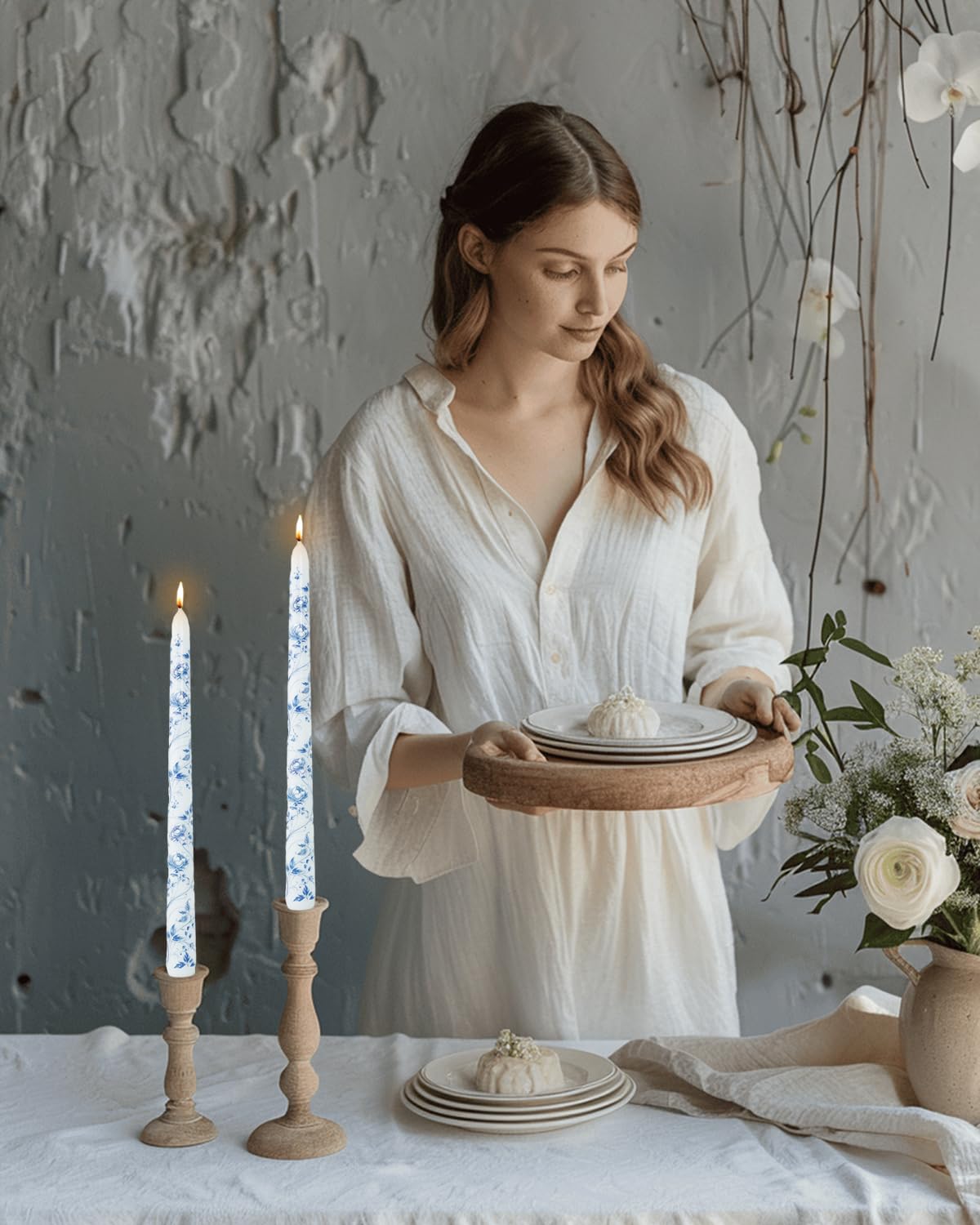 Best Lucite Candles for a Modern Table in 2026 1 LPUSA 10inch Blue and White Porcelain Long Taper Candlesticks Chinoiserie Driple — product photo