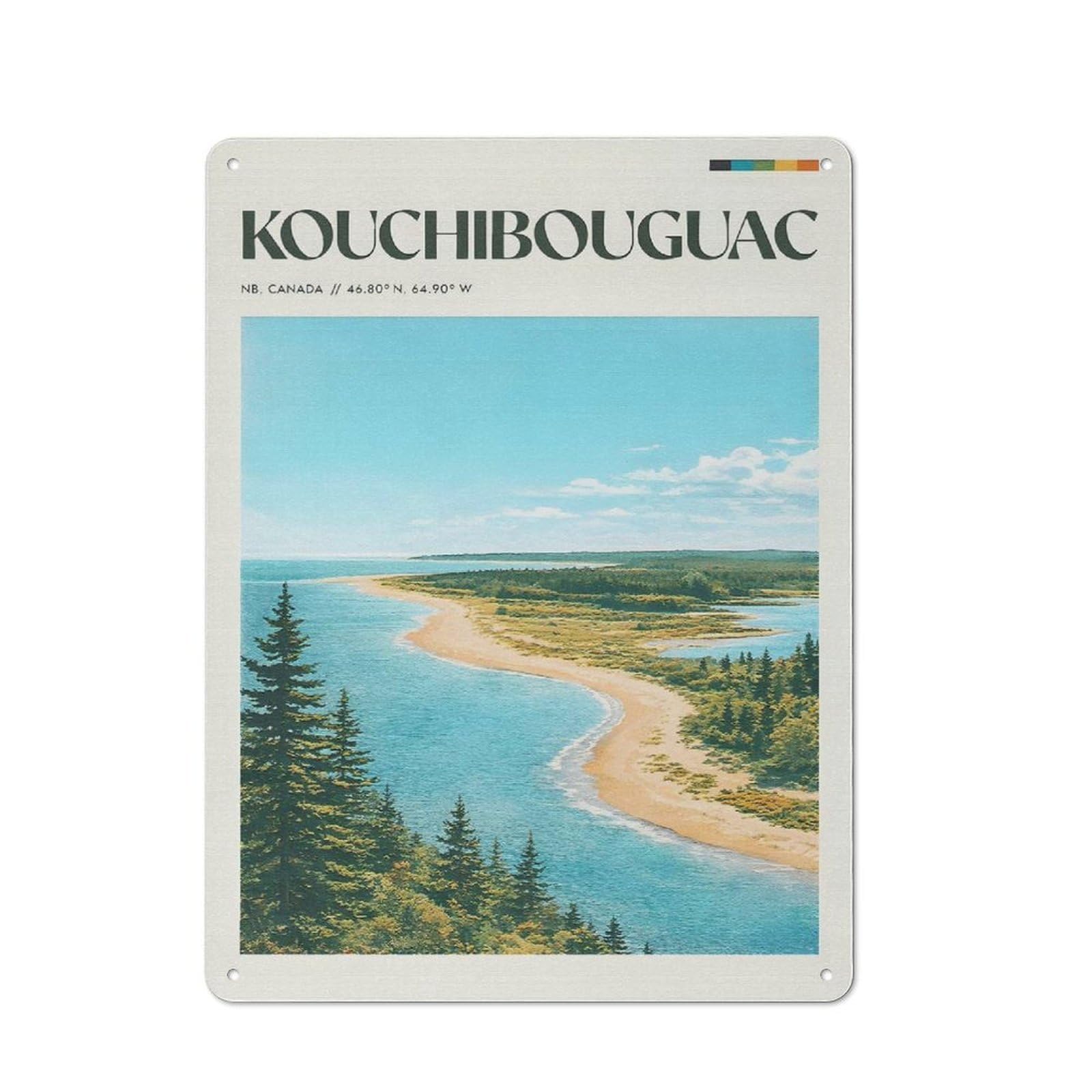 Junmoney Style-6 Rustic Metal Wall Sign 40X30cm Featuring Kouchibouguac National Park For Garage Wall, Tin Sign Wall Decor For Garages And Workshops