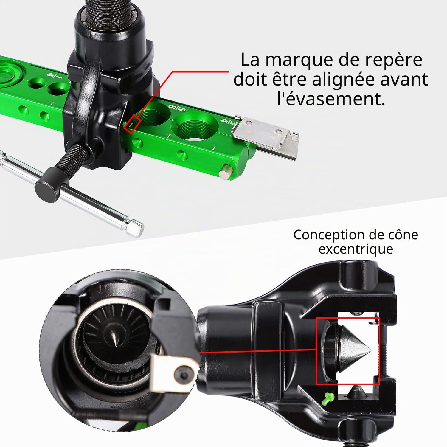 Bonvoisin Kit d'outils d'évasement 6,35 mm - 1,9 cm - 1,9 cm - Outil d'évasement simple pour tube en cuivre et aluminium - Outil d'évasement excentrique 45° 45° avec coupe-tuyau pour tubes en cuivre
