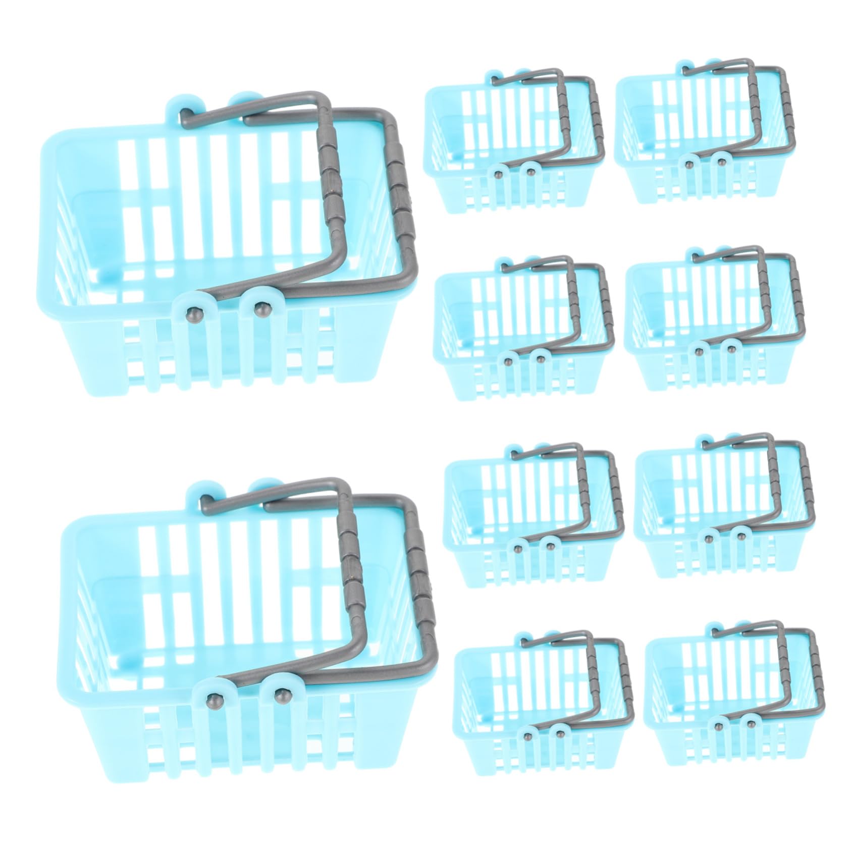 Vaguelly 10pcs Miniature Shopping Baskets Handled Storage Bins for Dollhouse Decor Boys and Girls' Pretend Play Sets
