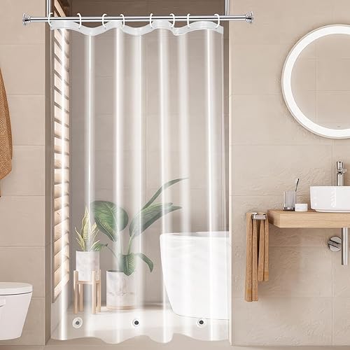 Miniatura 16 de AooHome Forro de Cortina de Ducha Transparente de 72x75, Cortinas de Ducha 3D de EVA Resistente con Cubo de Agua con 5 Imanes Inferiores, Repelente