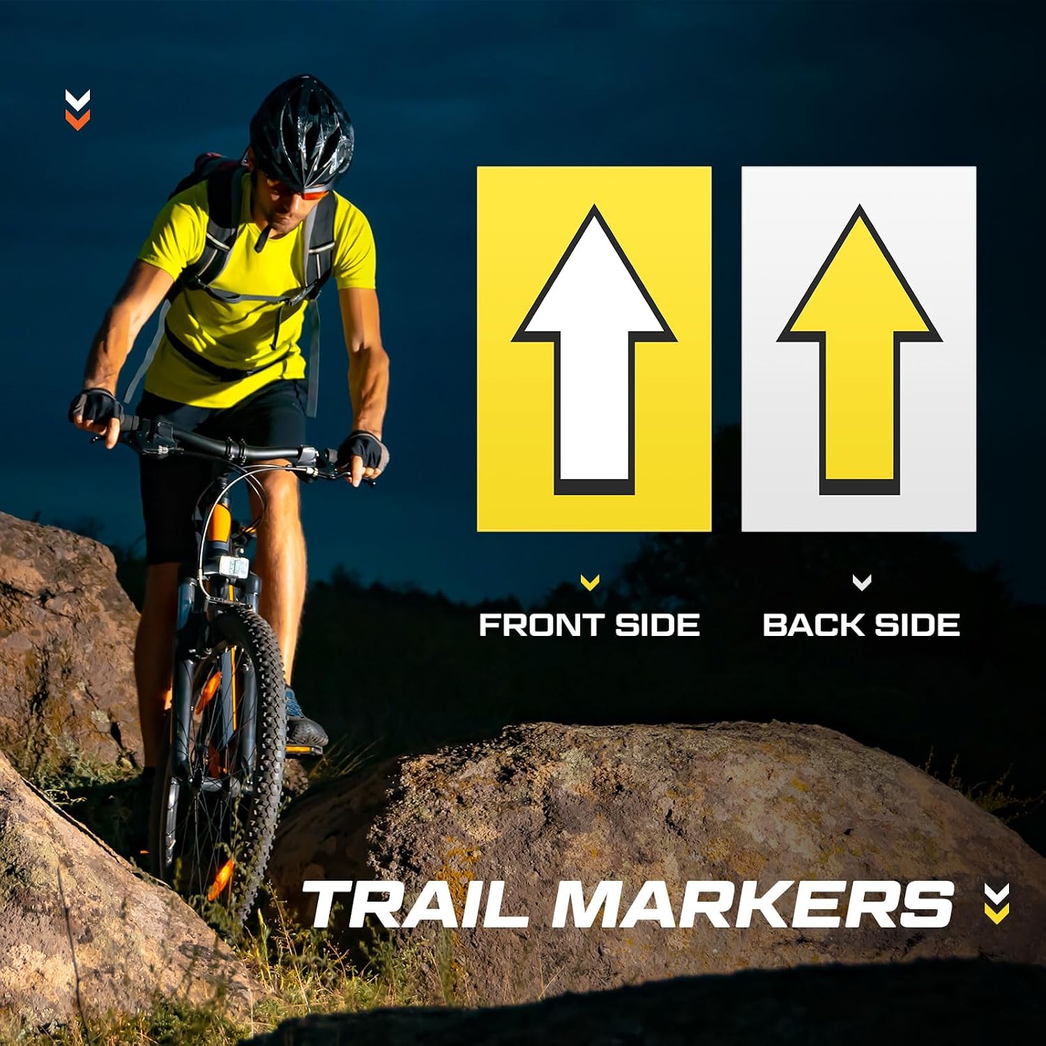 150 Pcs Racing Course Trail Marker Arrow Sticker Arrow Sign Directional Signs Floor Markers Flashing Arrow Signs Outdoor Camping Hiking Hunting Driving, 8"x5"