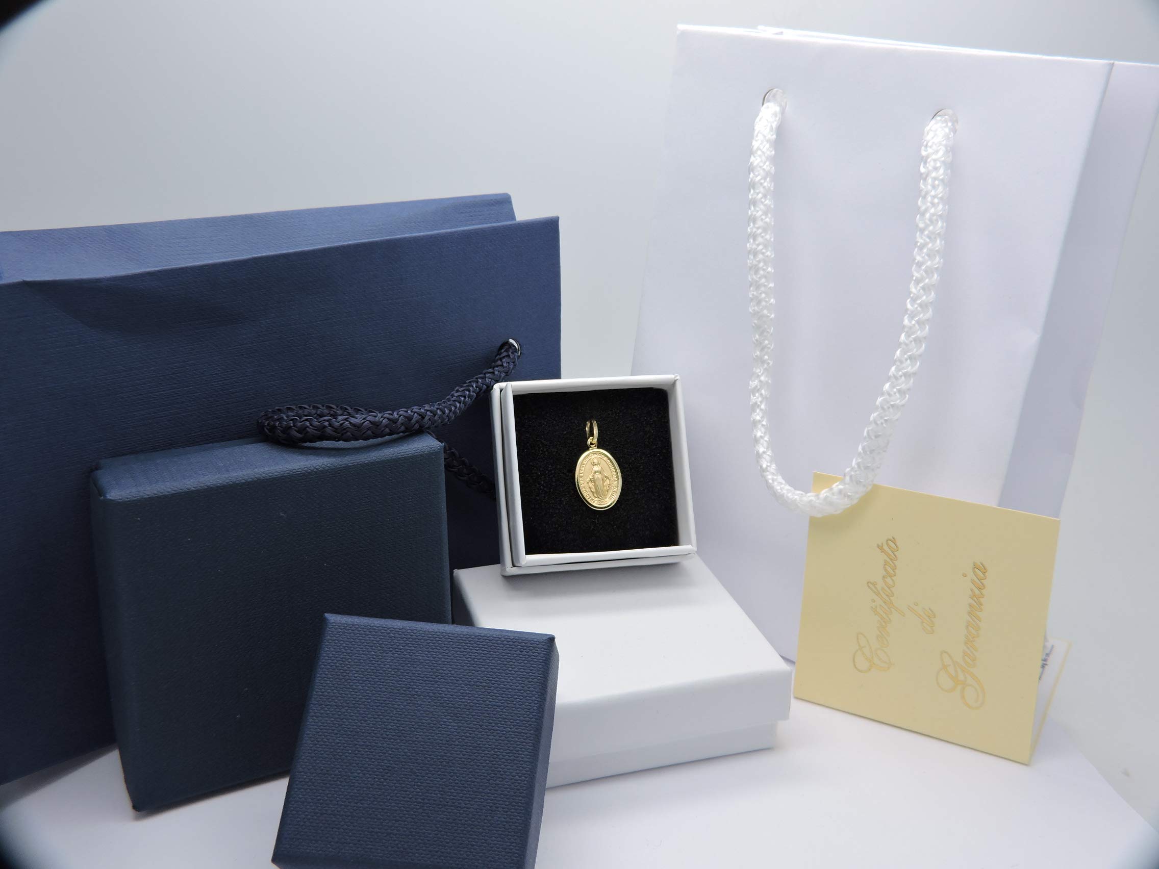 Ciondolo Oro Giallo 18kt (750) Pendente Medaglia per Madonna di Lourdes Madonnina Donna Ragazza